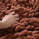 Esterra Chunky Knit Blanket Throw, 100% Handmade Chenille Throw Blanket 50"x60", Soft Thick Yarn Cable Knit Crochet Throw Blanket Rope Knot Throw for Couch Bed Sofa, Copper Brown by CozyNest Decor