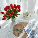 Mandy's Artificial Tulips 20 Stems Red PU Faux Flowers for Wedding Home Decor 13.5 Inch by CozyNest Decor