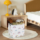 FANKANG Square Nursery Hamper Storage Bins Canvas Laundry Basket Foldable with Waterproof PE Coating Storage Baskets Gift Baskets for Children, Office, Bedroom, Clothes（Square-Love Rainbow ） by TinyTreasures Baby Boutique