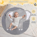 Wooden Baby Play Gym with Mat,Foldable Activity Gym for Newborns 0-12 Months,6 Hanging Sensory Toys for Infant Development,Montessori Toys for Baby Boys & Girls Shower Gift (Elephant) by TinyTreasures Baby Boutique