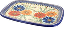 Blue Rose Polish Pottery Autumn Burst Large Rectangular Serving Platter by CozyNest Decor