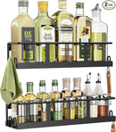 Spice Rack Wall Mounted 2 Pack, Space-Saving Spice Organizer for Spice Jars and Seasonings,Screw or Adhesive Hanging Spice Rack Organizer for Your Kitchen Cabinet,or Pantry Door by CozyNest Decor