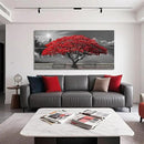 Black and White Red Tree Wall Art Canvas Print Picture Large Red Tree Landscape Modern Artwork for Living Room Bedroom Office Home Wall Decoration Decor With Frame 20x40in by CozyNest Decor