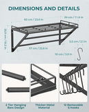 OROPY 23 Inch Wall Mounted Pot Rack Storage Shelf with 2 Tier Hanging Rails 12 S Hooks included, Ideal for Pans, Utensils, Cookware, Plant Black by CozyNest Decor
