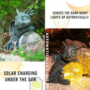 WONDER GARDEN Dragon Statue - Sleeping Dragon Figurines Solar Light Resin Garden Statues with Crackled Glass Globe Outdoor Waterproof Lawn Ornament Decor by CozyNest Decor
