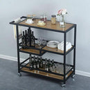Bar and Serving Cart Industrial & Modern Rustic Rolling Bar and Serving Cart,3-Tiered Wood & Metal Kitchen Bar Cart Island with Wheels,Move Storage Coffee/Wine Island Shelf,Black by CozyNest Decor