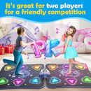 Large Double Electronic Dance Mats, Dance Pad with LED Light & Wireless Bluetooth, Music Dance Toy with 6 Game Modes, Challenge Game for Single & Double Players, Dance Mat Toy for 3-12 Year Old Girls by TinyTreasures Baby Boutique