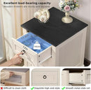 18" Farmhouse Night Stands Set of 2 with Charging Station, 2 & 3 Drawers End Table Dresser for Bedroom, White Wooden Nightstand, Bed Side Table with Open Shelf, Bedside Cabinet for Living Room