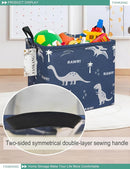FANKANG Square Nursery Hamper Storage Bins Canvas Laundry Basket Foldable with Waterproof PE Coating Storage Baskets Gift Baskets for Children, Office, Bedroom, Clothes（Square-Blue dinosaur ） by TinyTreasures Baby Boutique