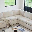 CHITA Oversized Corner Modular Sectional Fabric Sofa Set, FSC Certified Extra Large 5 seat V Shaped Corner Sectional Cloud Couch for Living Room, 106 inch Width,4 Seat and 1 Middle Corner, Linen by CozyNest Decor