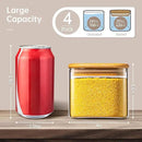 21oz - 4 Pack Square Glass Jars with Bamboo Lids, Glass Food Storage Containers with Airtight Lids, Air Tight Pantry Storage Containers for Coffee, Sugar, Spice, Meal Prep Jars for Salad & Fruit by CozyNest Decor