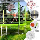 Upgraded 16FT 15FT 14FT 12FT 10FT 8FT Trampoline Outdoor with Basketball Hoop and Net, Capacity for 4-6 Kids and Adults by TinyTreasures Baby Boutique