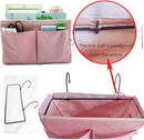2-Pack Bedside Caddy Bedside Hanging Storage Basket Multi-Function Organizer Caddy for Bunk and Hospital Beds Dorm Rooms Bed Rails, Can be Placed Glasses Books Mobile Phones（2 pcs pink） by CozyNest Decor