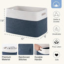 4 Pack Storage Baskets for Organizing, Woven Baskets for Shelves - Perfect for Toys, Books, Towels, and Clothes, Durable Gift Basket Bins Toy Storage, 12.7''L x9''W x7.8''H, Blue and White by CozyNest Decor
