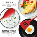 Zulay Kitchen Utensils Set Non-Stick Silicone Cooking Utensils Set with Authentic Acacia Wood Handles - 5 Piece Silicone Utensil Set - Silicone Kitchen Utensils Set with 464°F Heat Resistance - Red by CozyNest Decor