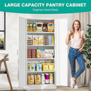 SISESOL Metal Storage Cabinet with 2 Doors and 5 Shelves,61 inch White Pantry Storage Cabinet,Large Farmhouse Pantry Cupboard for Home,Kitchen,Dining/Living Room by CozyNest Decor