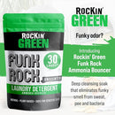 Rockin' Green Laundry Detergent, Plant based, All Natural Laundry Detergent Powder, Vegan and Biodegradable Odor Fighter, Safe for Sensitive Skin (Funk Rock Ammonia Bouncer 30 Loads - Unscented) by TinyTreasures Baby Boutique