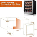 Ca'Lefort 24 Inch Wine Fridge, 54 Bottle Wine Cooler Refrigerator, 40-65°F Wine Refrigerator Glass Door, 3 LED Wine Fridge, Built-in or Freestanding Wine Fridge for Home/Bar/Kitchen (5.65 cu.ft) by CozyNest Decor