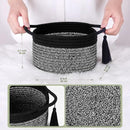 Small Gift Basket Empty to Fill – SweetMemo Mini Woven Rope Organizer Baskets for Gifting, Baby Shower, Desk, Bathroom, Shelves – Decorative Soft Bin with Gift Bag & Ribbon – Black Grey by CozyNest Decor