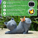 Cute Solar Cat Garden Statue with Lighted Butterfly, Outdoor Waterproof Resin Cat Figurine for Yard Lawn Patio Porch, Solar Powered Garden Decor and Gift for Cats Lovers by CozyNest Decor