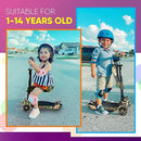 Hurtle 3-Wheeled Scooter for Kids - Wheel LED Lights, Adjustable Lean-to-Steer Handlebar, and Foldable Seat - Sit or Stand Ride with Brake for Boys and Girls Ages 1-14 Years Old by TinyTreasures Baby Boutique