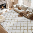 Fluffy Rug for Bedroom, Stripe Checkered Rug Anti-Skid High Pile for Living Room Bedroom Kids Room Nursery, Dorm Home Decor by TinyTreasures Baby Boutique