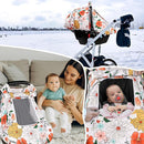 Baby Carseat Cover Girls, Pea Pod Infant Car Seat Covers Canopy for Newborn with 2 Layers Windows of Breathable Mesh/Fabric, Lightweight Polyester/Minky Dot Backing, Snug Fit Most Baby Car Seat by TinyTreasures Baby Boutique