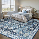 Floral 8x10 Area Rug for Living Room, Large Washable Blue Rugs, Soft Non Slip Carpets, Stain Resistant Low Pile Carpet for Indoor Dining Bedroom Under Table Home Office Nursery, Blues Garden by TinyTreasures Baby Boutique