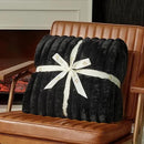 Amélie Home Faux Fur Throw Blanket for Couch, Cozy Fuzzy Fluffy Fur Luxurious Soft Striped Plush Gift Blankets for Family Sofa Chair Bed Living Room Bedroom, 55"x70", Black by CozyNest Decor