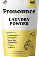 Pronounce Laundry Detergent Powder Alternative | Earth-Derived Ingredients, Eco-Friendly, Safer for Sensitive Skin, Eczema, and Babies. Stain + Smell Fighting. HE Safe (Lemon, 120 Loads). by TinyTreasures Baby Boutique