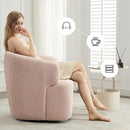 Swivel Accent Chair, Sherpa Teddy Barrel Chair for Living Room, Cozy Round Boucle Arm Chair, Metal Base for Club Nursery Bedroom, Light Blush Pink by CozyNest Decor