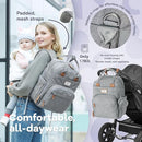 RUVALINO Diaper Bag Backpack-Multifunction Travel Baby Diaper Bag with Changing Pad, Insulated Bottle Holders & Pacifier Case, Large Capacity, Waterproof, Gray by TinyTreasures Baby Boutique