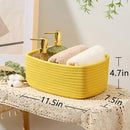 Small Storage Baskets for Organizing | Closet Organizer Bins | Shelf Toy Basket | Woven Rope Baskets | Cube Decorative Box | Shallow Basket | 11.5x7.5x4.7” | 4 Packs Yellow by TinyTreasures Baby Boutique