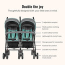 Dream On Me Volgo Twin Umbrella Stroller in Mint, Lightweight Double Stroller for Infant & Toddler, Compact Easy Fold, Large Storage Basket, Large and Adjustable Canopy by TinyTreasures Baby Boutique