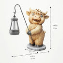 Highland Cow Statues with Solar Lights, Highland Cow Resin Figurine Lights, Highland Cow Ornaments for Patio, Balcony, Indoor Decoration and as Gifts by GreenHaven Gardens