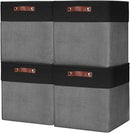13x13 Cube Storage Bins, Collapsible Fabric Storage Box, 4 Pack Closet Baskets with Handles for Organizing, Shelf, Toys, Clothes, Home, Office, Nursery (Grey&Black) by TinyTreasures Baby Boutique