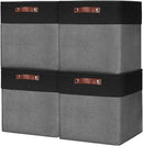 13x13 Cube Storage Bins, Collapsible Fabric Storage Box, 4 Pack Closet Baskets with Handles for Organizing, Shelf, Toys, Clothes, Home, Office, Nursery (Grey&Black) by CozyNest Decor