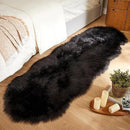 AMTOVO Faux Sheepskin Rug, Black Ultra Soft Fluffy Shag Area Rug, 2 x 6 ft Faux Fur Rug for Bedroom Sofa Throw Cushion Room Decor, Sheepskin by CozyNest Decor