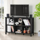 6 Cube Bookcase, Farmhouse Wood Low Storage Organizer Book Shelf, Black 47" Horizontal Console Bookshelf with Legs, Hallway Book Case for Entryway, Display Cabinet for Living Room, Office by CozyNest Decor