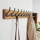 Dseap Coat Rack Wall: 38-1/4" Long, Patented, Heavy-Duty, 10-Double-Hooks Wooden Wall Mounted Coat Rack Coat Hanger Hook Rail for Winter Coats Hat Jacket Clothing, Weathered Brown by CozyNest Decor