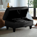 Ottoman Rectangular Storage Ottoman Bench, Flannel Footrest Stool Footstool with Lid for Living Room, Bedroom, Entryway, Black, 28.5"x19"x17.5" by CozyNest Decor