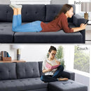 Naomi Home Transform Any Space: Sleeper Sectional Sofa with Convertible Sofa Bed & Inviting Chaise. Find Tranquil Comfort with Stress-Relieving Design & Durable Cushions - Dark Gray/Velvet by CozyNest Decor