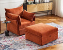 Terracotta Oversized Accent Chair, Upholstered Modern Sofa Chair with Removable Backrest & Detachable Cover, 24.5" Deep Seat Large Reading Armchair by CozyNest Decor
