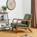 Glitzhome 2 Set Mid Century Hunter Green Accent Armchair, Single Reading Armchair PU Leather Lounge Chair with Walnut Ruberwood Frame by CozyNest Decor