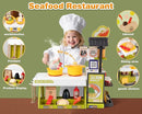 Kids Kitchen Food PlaySet - Simulated Seafood Fast Food Restaurant Toy with Cash Register, Includes Color-Changing Food Sound and Light Effects, Suitable Birthday Gift for Boys and Girls Aged 3-5 by TinyTreasures Baby Boutique