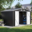 Aoxun 9.4x7.3x6.5 FT Outdoor Storage Shed, Garbage Can, Outdoor Metal Shed for Tool, Garden, Bike, Placed in Patio, Garden (Black) by GreenHaven Gardens
