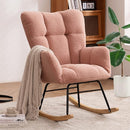 NIOIIKIT Nursery Rocking Chair Teddy Upholstered Glider Rocker Rocking Accent Chair Padded Seat with High Backrest Armchair Comfy Side Chair for Living Room Bedroom Offices (Pink Teddy) by TinyTreasures Baby Boutique