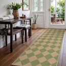 Lahome Checkered Green Runner Rug, 2x8 Carpet Runners for Hallway 8ft Non Slip Entryway Rug, Farmhouse Checkerboard Non Shedding Kitchen Mats for Floor Laundry Corridor by CozyNest Decor