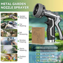 Garden Hose Nozzle, Heavy Duty Metal Water Hose Nozzle with 8 Adjustable Spray Patterns, High Pressure Hand Sprayer with Flow Control for for Garden Watering, Car & Pet Washing by GreenHaven Gardens