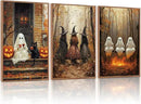 HLNIUC Framed Halloween Canvas Wall Art,Dark Witch Crow Raven Prints,Black Cat Decor,Horror Gothic Ghost Pictures Set of 3 (16"X24") Scary Pumpkin Wall Decor for Party Living Room Bedroom Decoration by CozyNest Decor